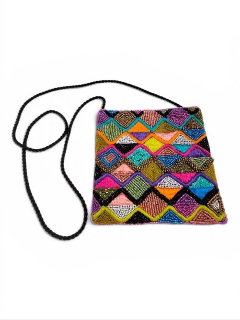 Vintage Multicolor Beaded Crossbody Purse